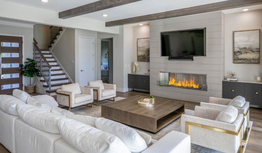 Stylish living room makeover with modern furniture, cozy lighting, and elegant décor ideas