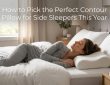 Close up of gel-infused memory foam layers and breathable cover fabric on an ergonomic contour pillow.