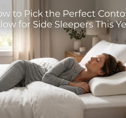 Close up of gel-infused memory foam layers and breathable cover fabric on an ergonomic contour pillow.
