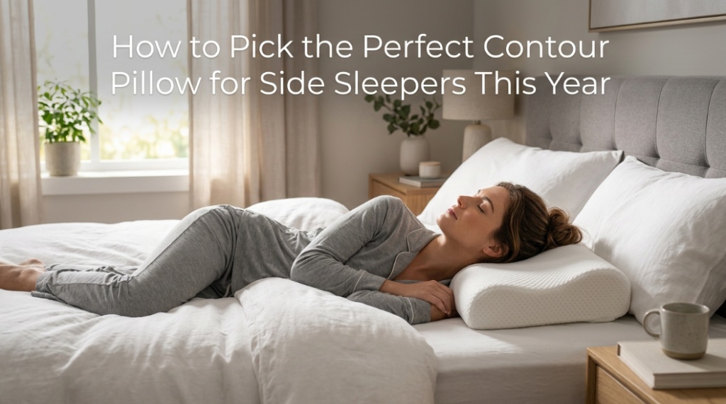 Close up of gel-infused memory foam layers and breathable cover fabric on an ergonomic contour pillow.