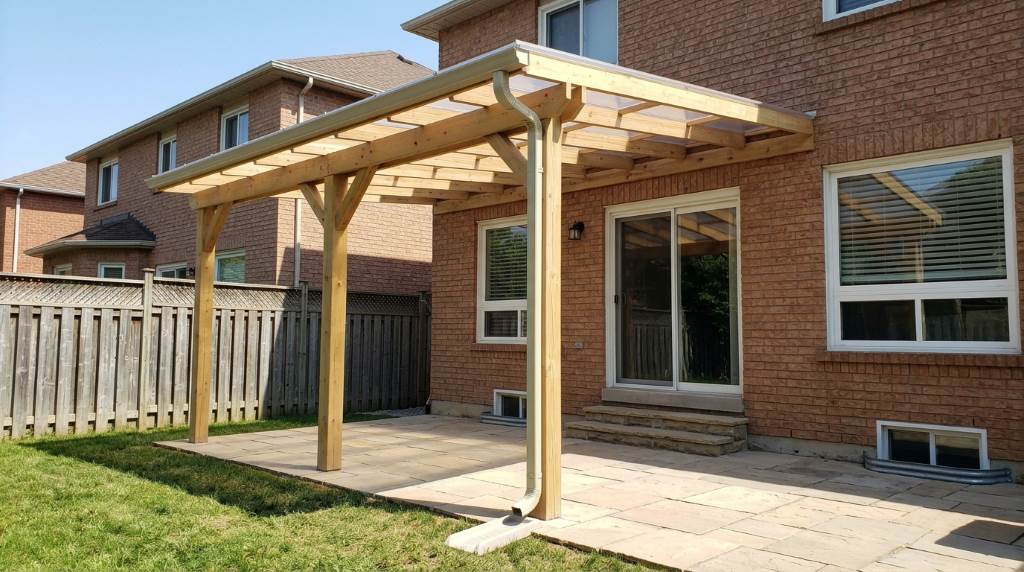 Patio roof extension with oversized drainage gutters in Tampa