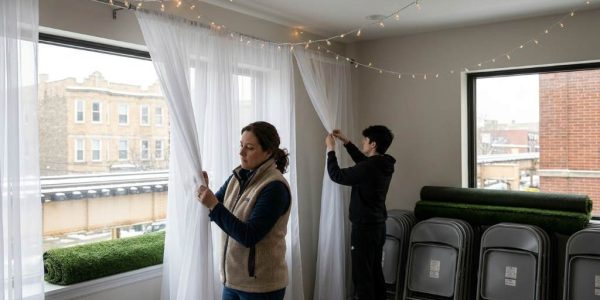 Affordable event setup with simple decorations in Chicago venue