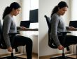 Ergonomic office chair with exposed gas lift cylinder