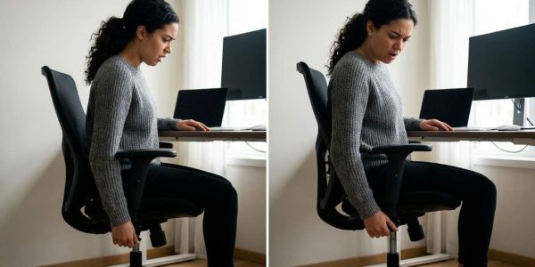 Ergonomic office chair with exposed gas lift cylinder