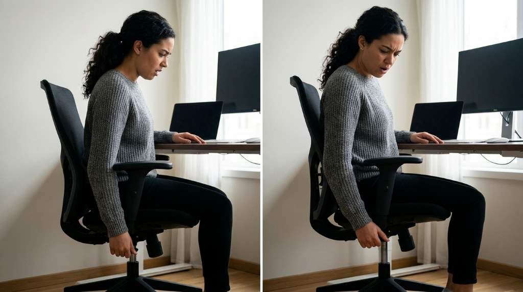 Ergonomic office chair with exposed gas lift cylinder