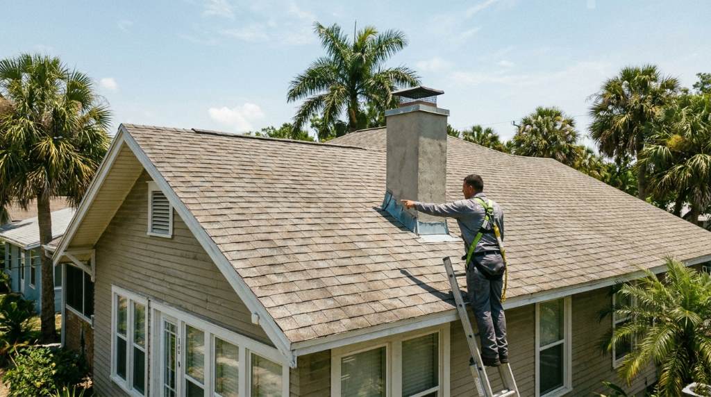 Clean gutters and downspouts preventing Tampa roof leaks